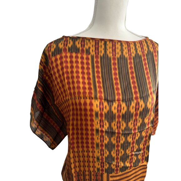 LAUREN RALPH LAUREN 100% Silk Patterned Top Size Medium - Picture 3 of 6